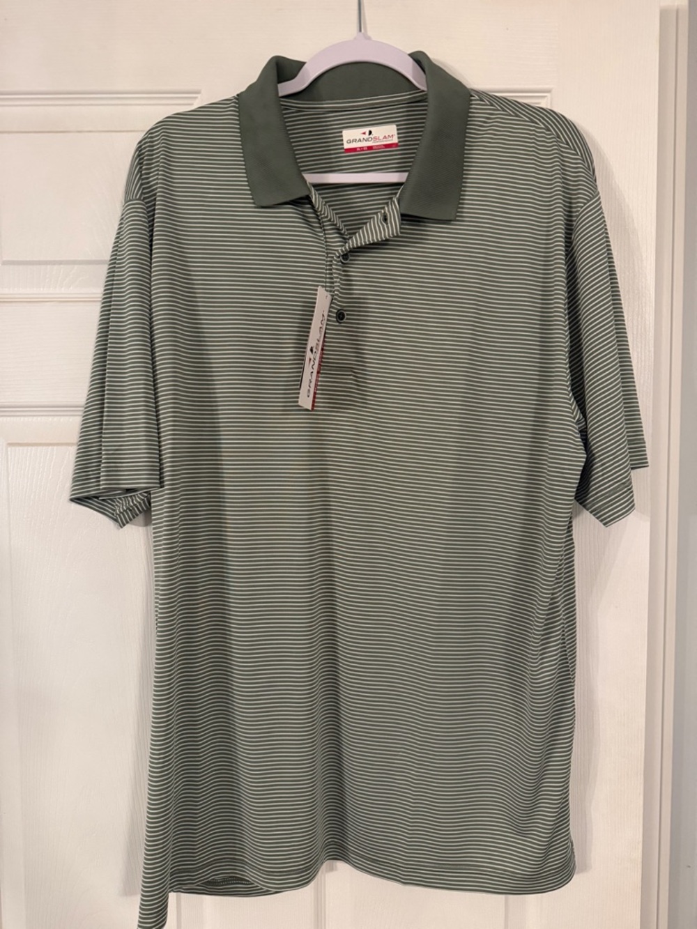 Grand Slam Men’s Sage Green Striped Polo
